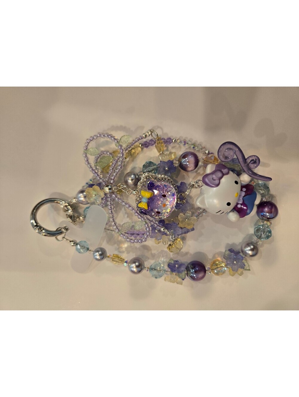 Hello Kitty witch beaded keychain purple